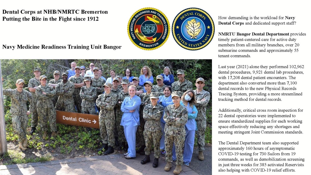 Dental Corps at NHB/NMRTC Bremerton - Putting the Bite in the Fight since 1912