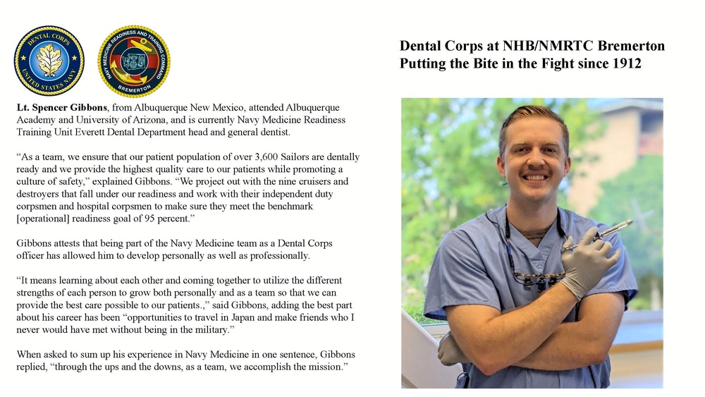 Dental Corps at NHB/NMRTC Bremerton - Putting the Bite in the Fight since 1912