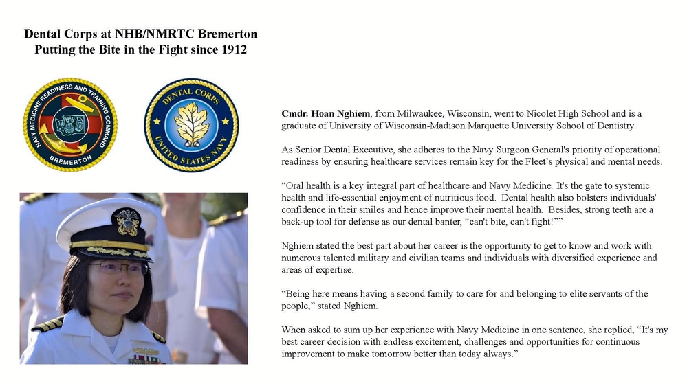 Dental Corps at NHB/NMRTC Bremerton - Putting the Bite in the Fight since 1912