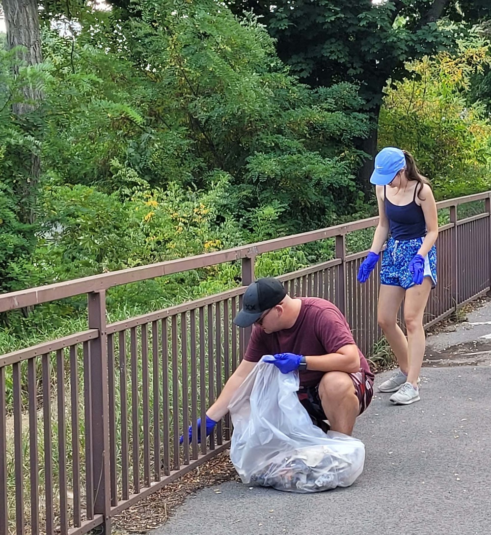 Fort Drum Army Volunteer Corps organizes a cleanup crew at Veterans’ Memorial Riverwalk