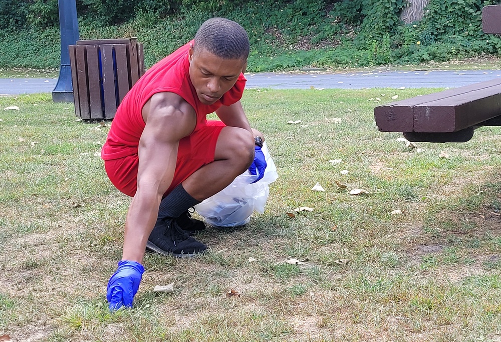 Fort Drum Army Volunteer Corps organizes a cleanup crew at Veterans’ Memorial Riverwalk