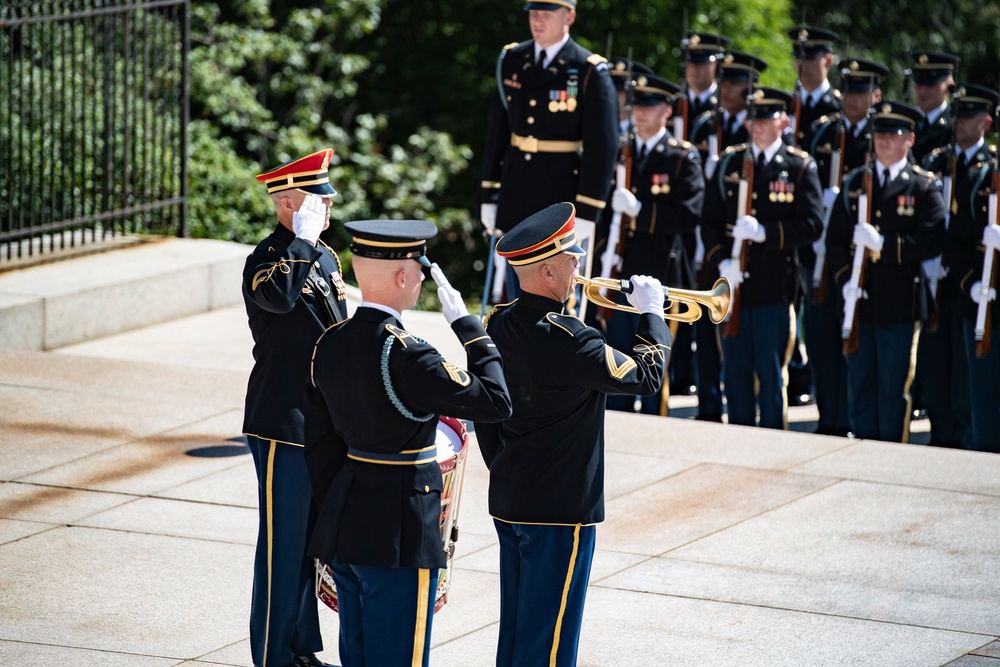 Chief of the French Army Gen. Pierre Schill Participates in an Army Full Honors Wreath-Laying Ceremony at the Tomb of the Unknown Soldier