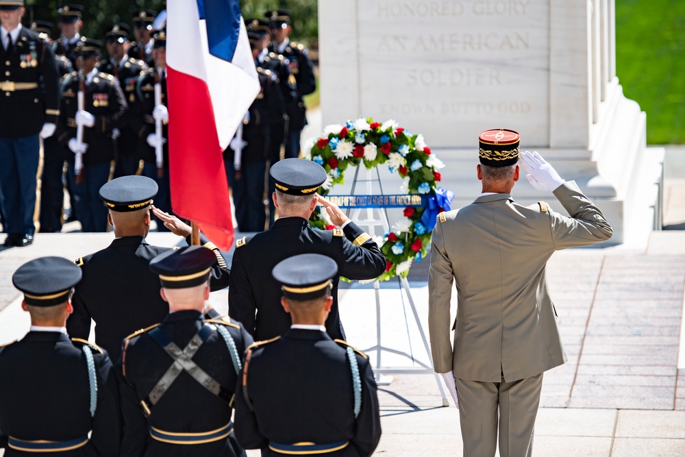 Chief of the French Army Gen. Pierre Schill Participates in an Army Full Honors Wreath-Laying Ceremony at the Tomb of the Unknown Soldier