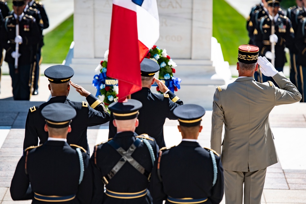 Chief of the French Army Gen. Pierre Schill Participates in an Army Full Honors Wreath-Laying Ceremony at the Tomb of the Unknown Soldier