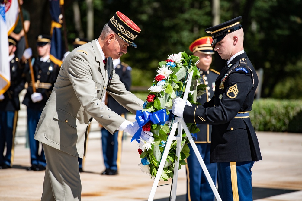 Chief of the French Army Gen. Pierre Schill Participates in an Army Full Honors Wreath-Laying Ceremony at the Tomb of the Unknown Soldier