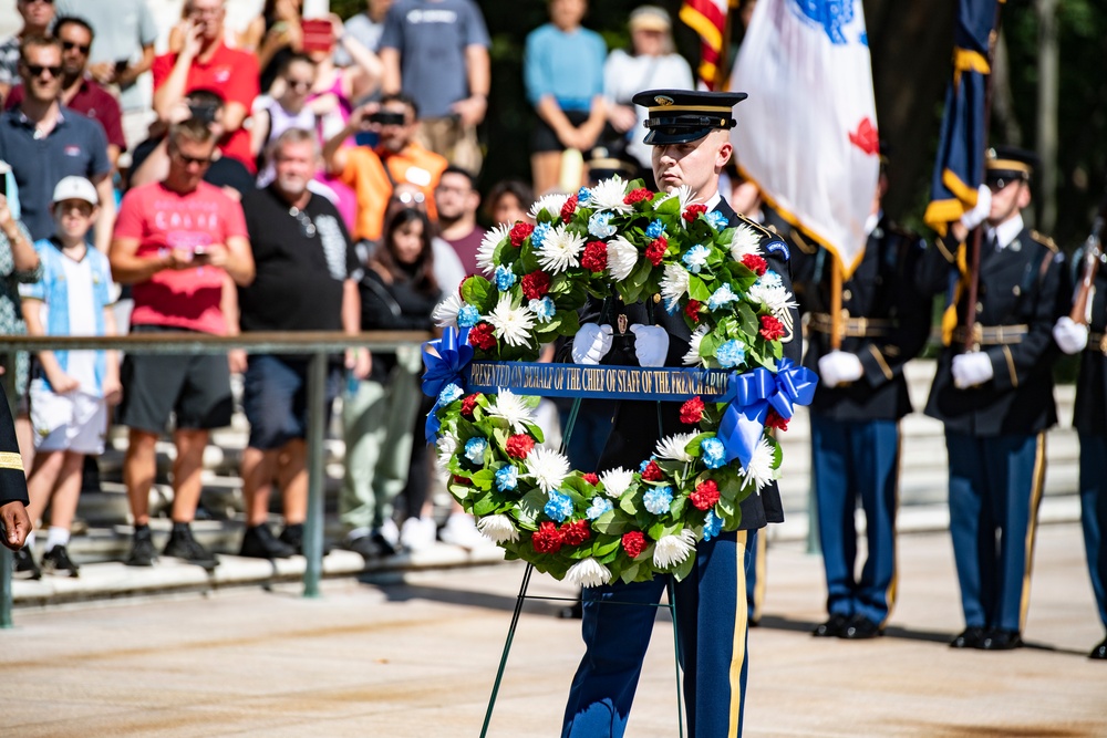 Chief of the French Army Gen. Pierre Schill Participates in an Army Full Honors Wreath-Laying Ceremony at the Tomb of the Unknown Soldier