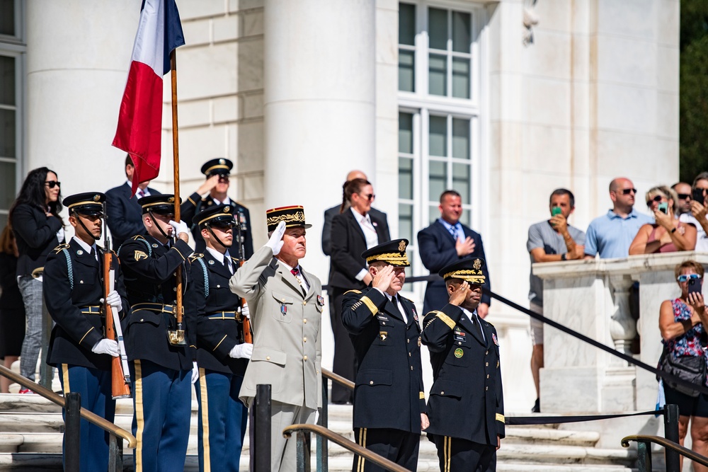 Chief of the French Army Gen. Pierre Schill Participates in an Army Full Honors Wreath-Laying Ceremony at the Tomb of the Unknown Soldier