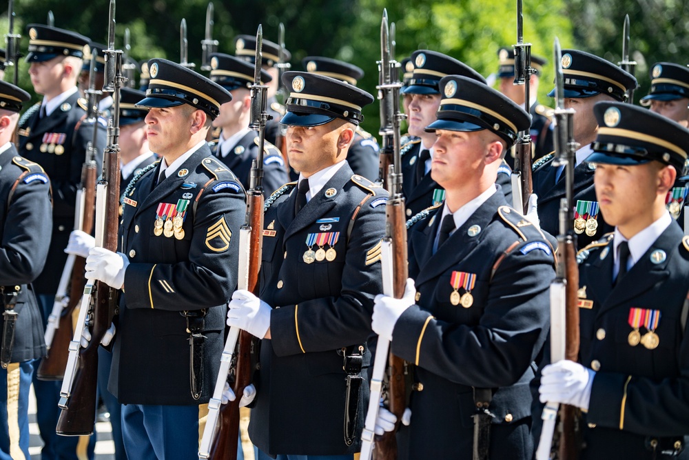 Chief of the French Army Gen. Pierre Schill Participates in an Army Full Honors Wreath-Laying Ceremony at the Tomb of the Unknown Soldier