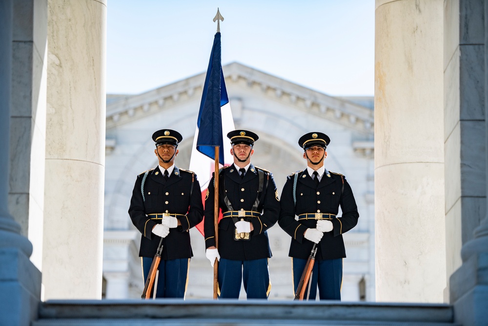 Chief of the French Army Gen. Pierre Schill Participates in an Army Full Honors Wreath-Laying Ceremony at the Tomb of the Unknown Soldier