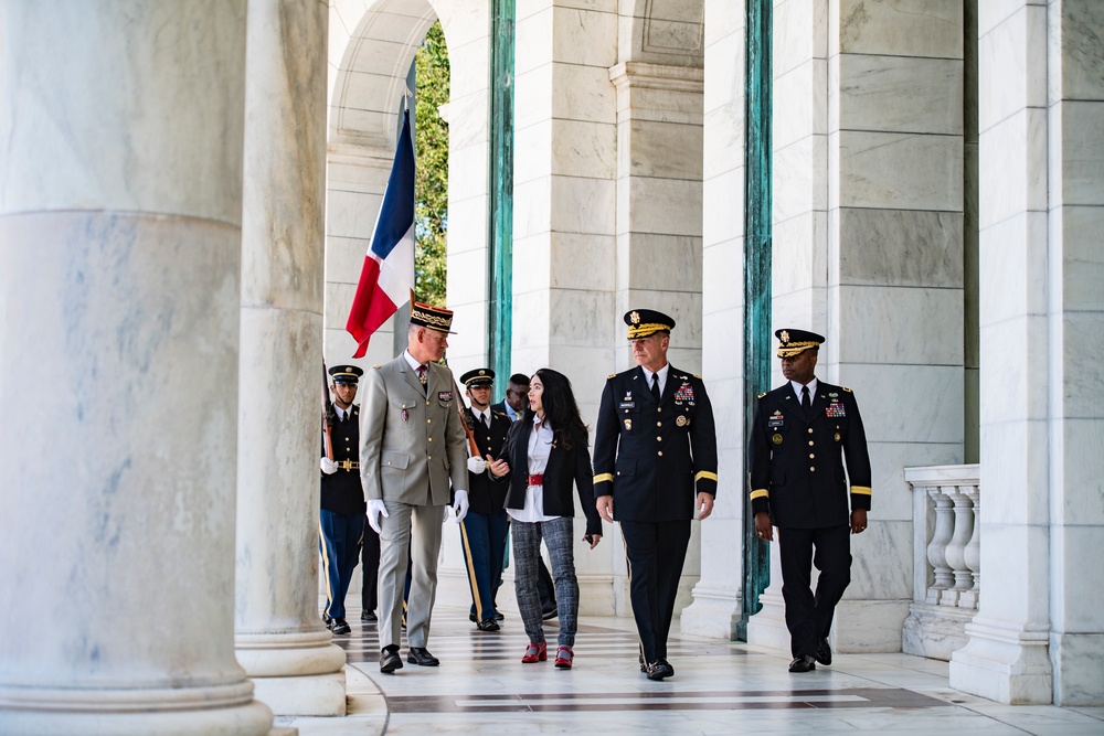 Chief of the French Army Gen. Pierre Schill Participates in an Army Full Honors Wreath-Laying Ceremony at the Tomb of the Unknown Soldier