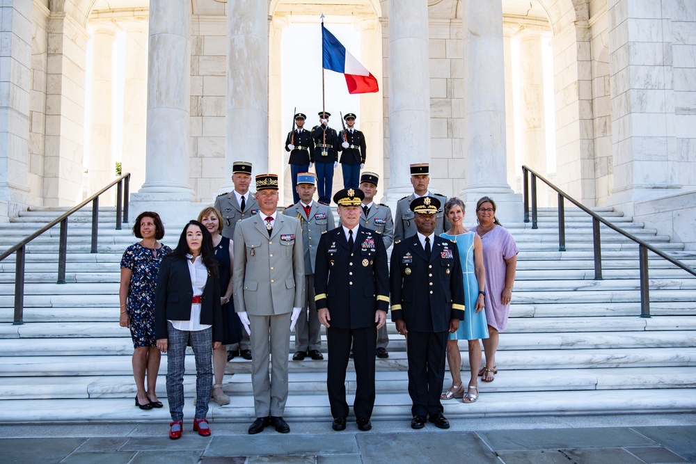 Chief of the French Army Gen. Pierre Schill Participates in an Army Full Honors Wreath-Laying Ceremony at the Tomb of the Unknown Soldier