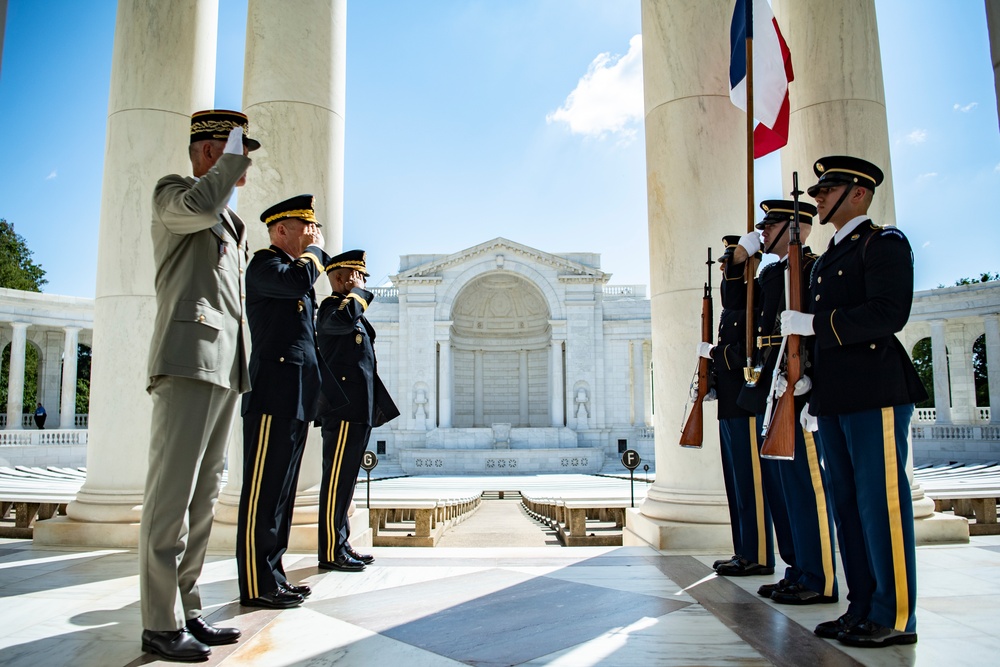 Chief of the French Army Gen. Pierre Schill Participates in an Army Full Honors Wreath-Laying Ceremony at the Tomb of the Unknown Soldier