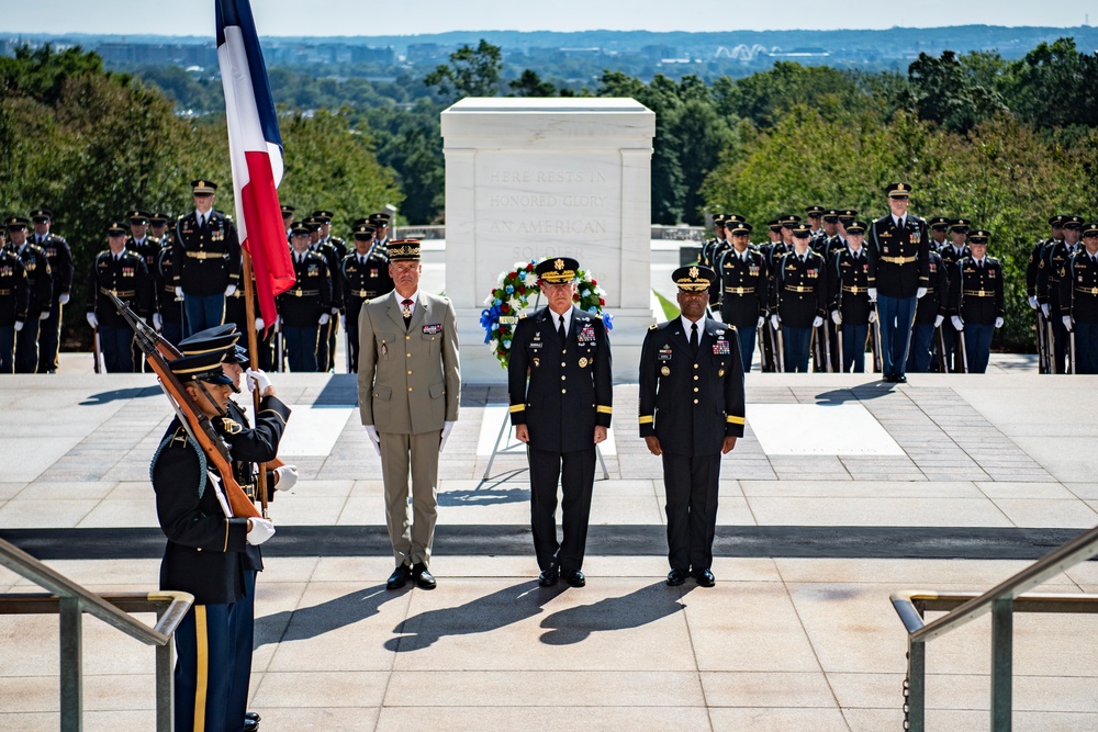 Chief of the French Army Gen. Pierre Schill Participates in an Army Full Honors Wreath-Laying Ceremony at the Tomb of the Unknown Soldier