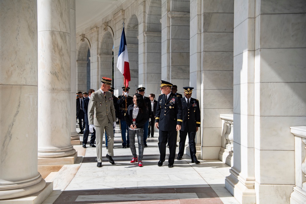 Chief of the French Army Gen. Pierre Schill Participates in an Army Full Honors Wreath-Laying Ceremony at the Tomb of the Unknown Soldier