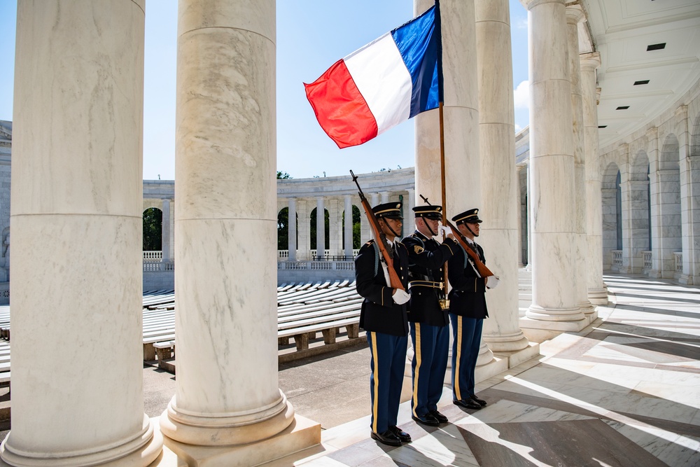 Chief of the French Army Gen. Pierre Schill Participates in an Army Full Honors Wreath-Laying Ceremony at the Tomb of the Unknown Soldier