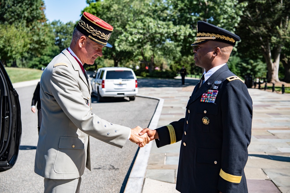 Chief of the French Army Gen. Pierre Schill Participates in an Army Full Honors Wreath-Laying Ceremony at the Tomb of the Unknown Soldier