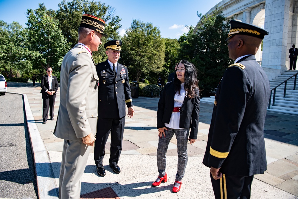 Chief of the French Army Gen. Pierre Schill Participates in an Army Full Honors Wreath-Laying Ceremony at the Tomb of the Unknown Soldier