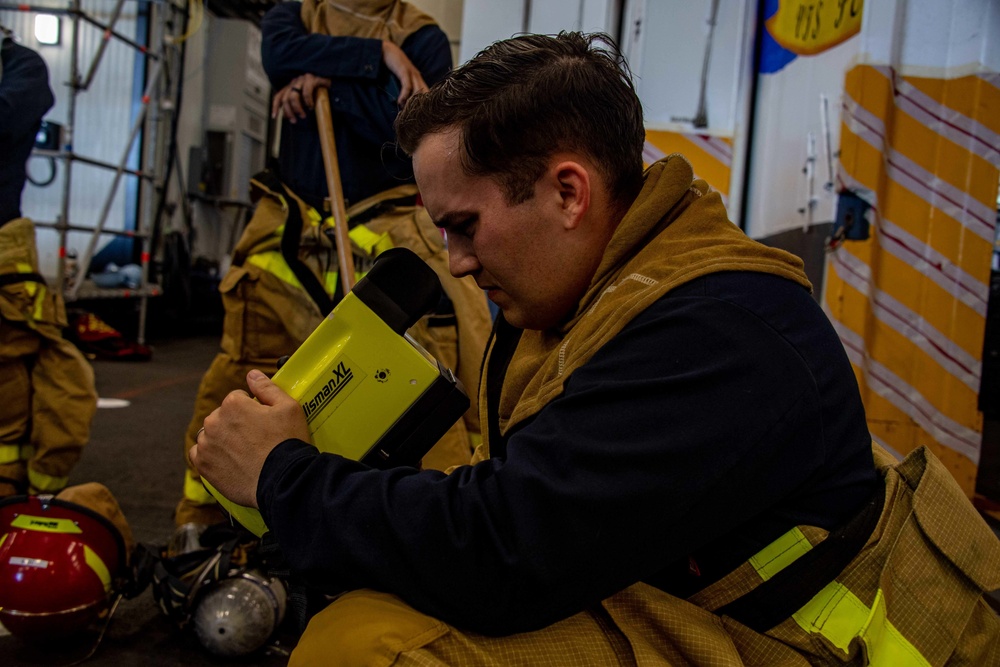 Sailor tests Naval Firefighter's Thermal Imager