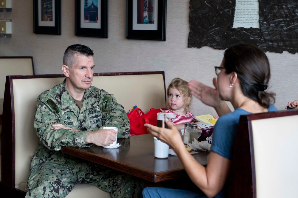 CFAY Commanding Officer speaks to military spouses during open house event