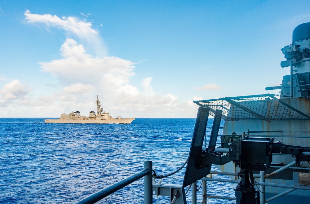 USS Ronald Reagan (CVN 76) conducts photo exercise with JMSDF