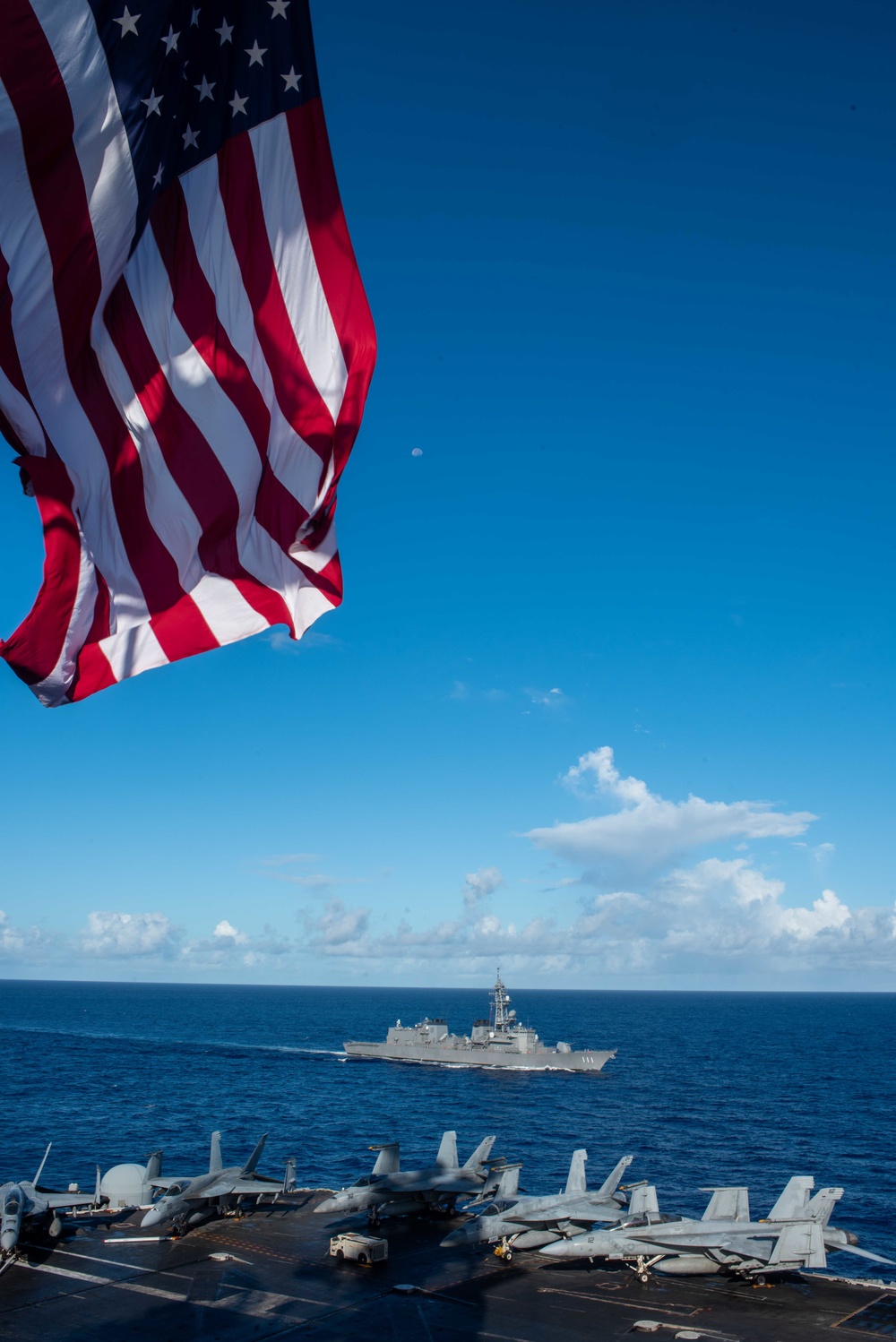 USS Ronald Reagan (CVN 76) holds a Photo exercise with the Japanese Maritime Self Defense Force