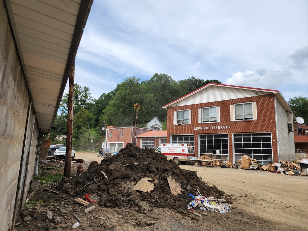 Neon Fire Department Post Flood