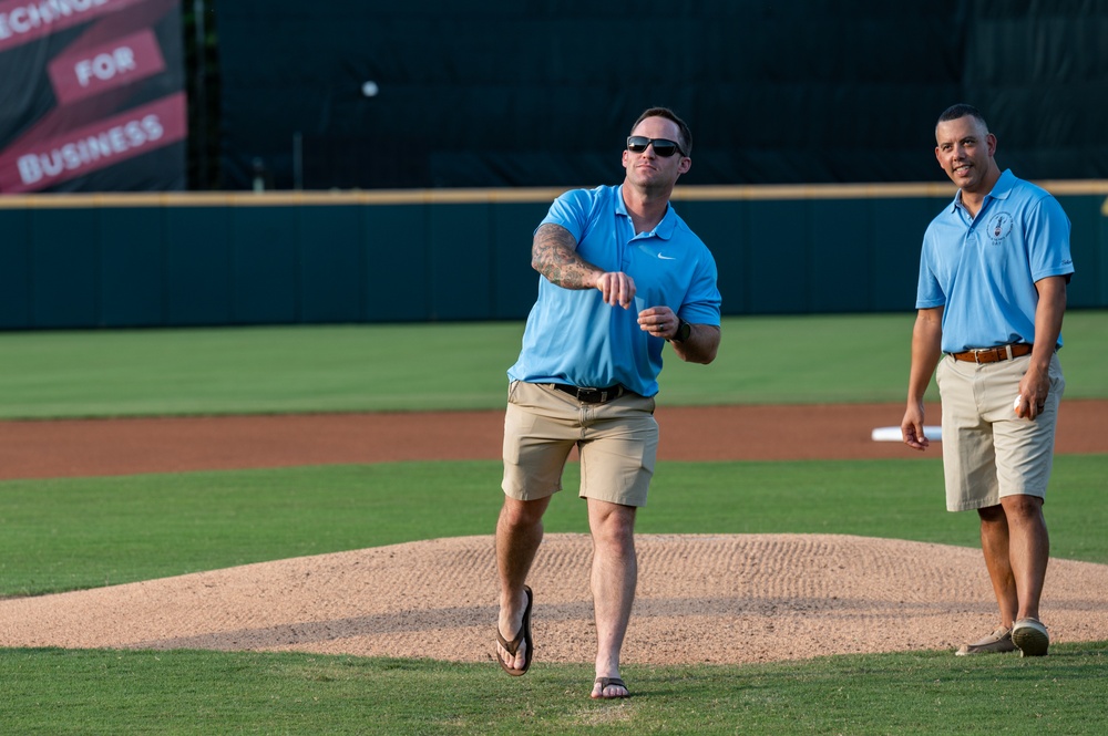 ANG OAY Airmen Throw Bowie Baysox Ceremonial First Pitch