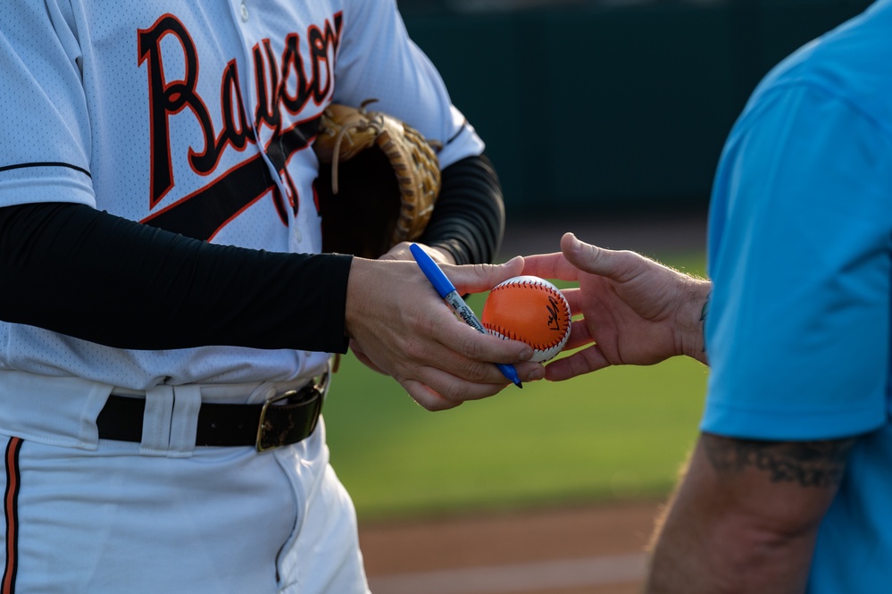 ANG OAY Airmen Throw Bowie Baysox Ceremonial First Pitch