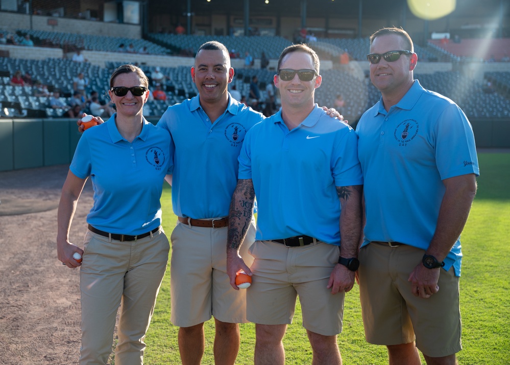 ANG OAY Airmen Throw Bowie Baysox Ceremonial First Pitch