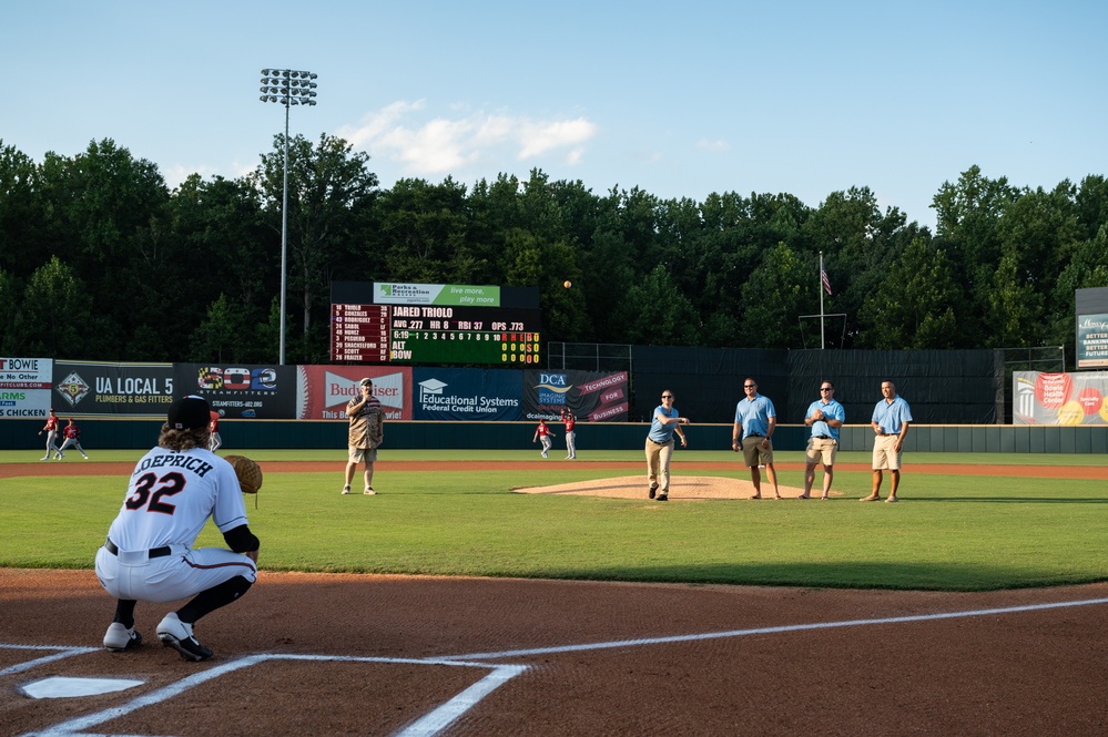 ANG OAY Airmen Throw Bowie Baysox Ceremonial First Pitch