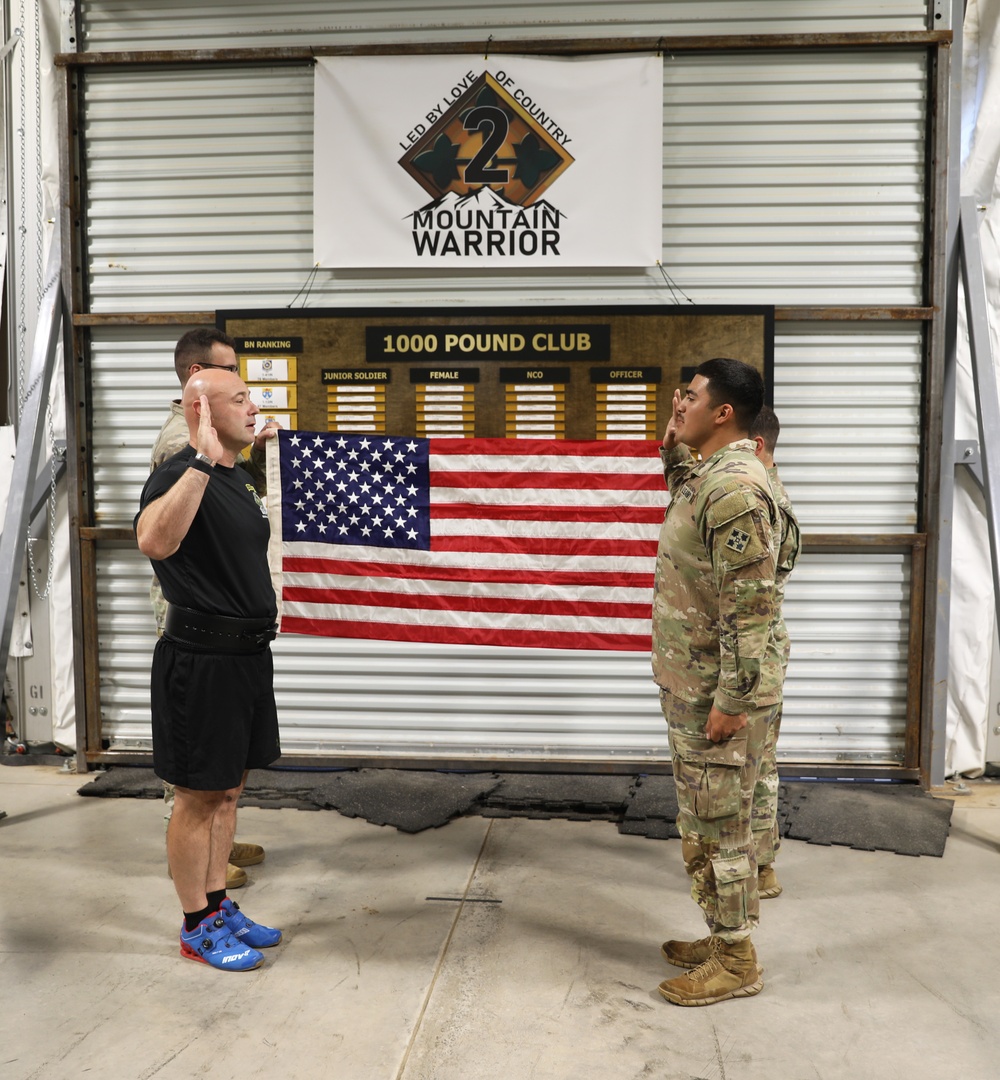 The Strongest Soldier in 2nd Stryker Brigade Combat Team Reenlists