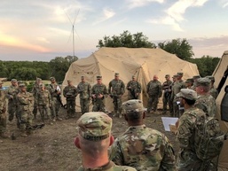 Lt. Col. Humbles, the Commander of the 980th Engineer Battalion, Offers His Guidance