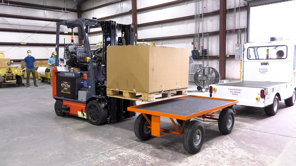 FRCE test drives autonomous parts-handling vehicles in warehouse