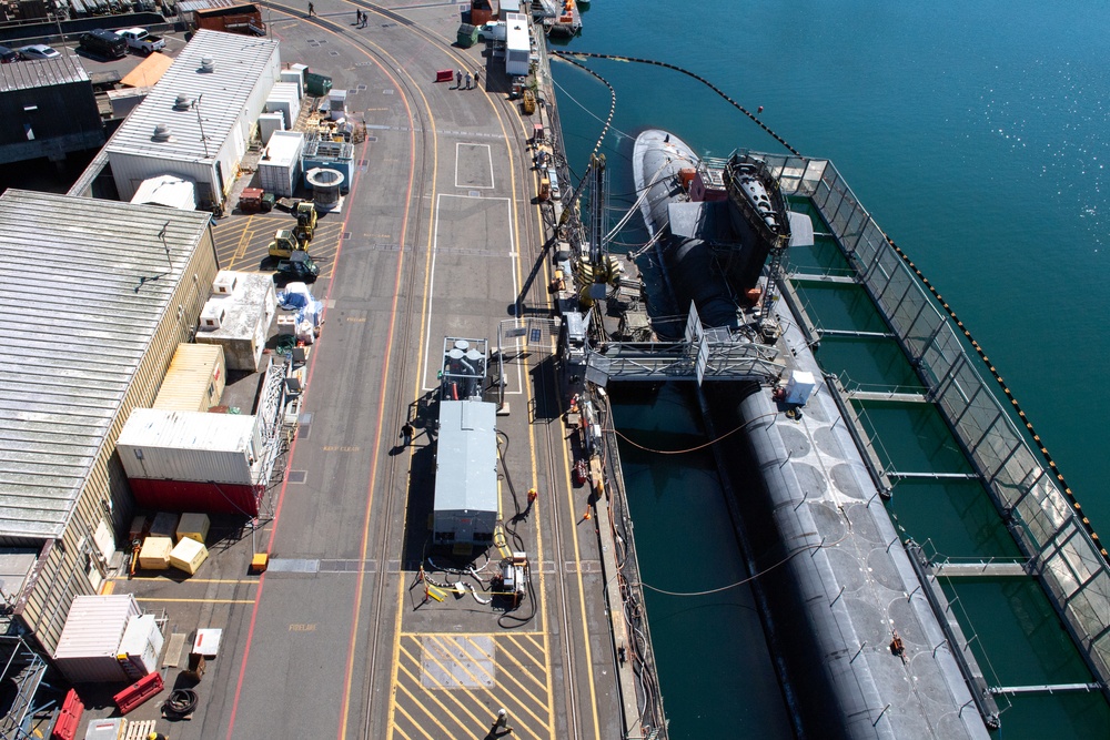 Submarine Docked at Naval Base Kitsap's Delta Pier