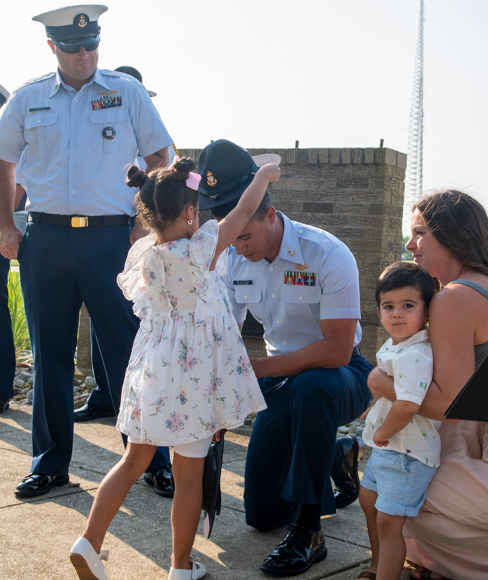 Chief Petty Officer Roberto De La Rosa advances from petty officer first class at U.S. Coast Guard Training Center Cape May