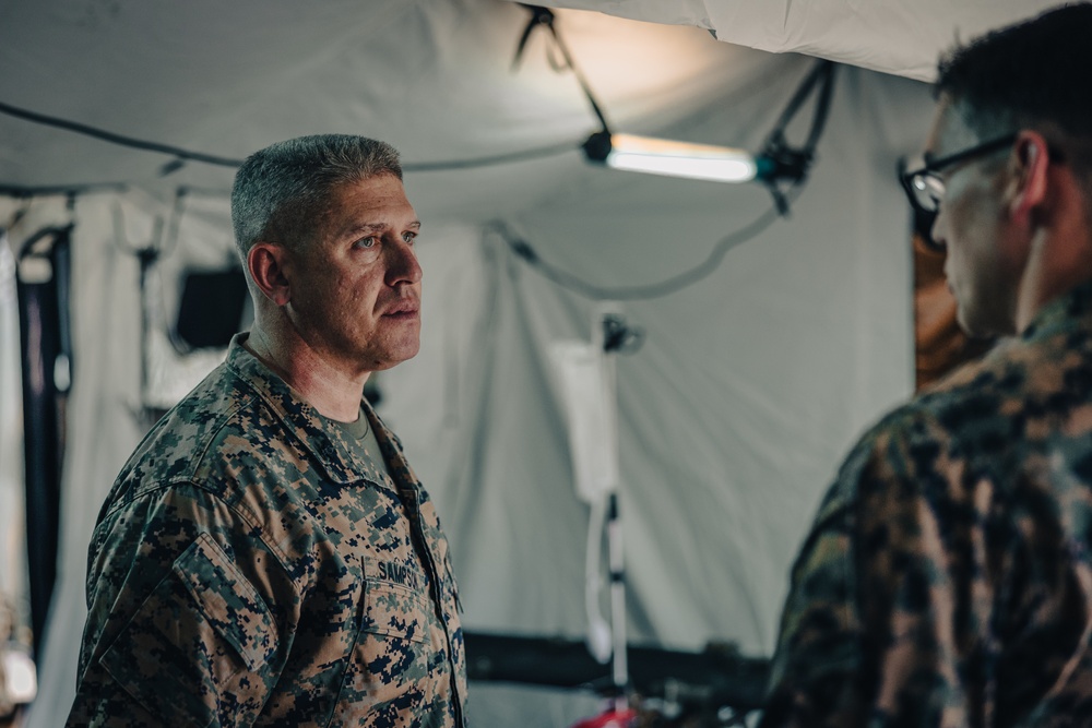 26th Marine Expeditionary Unit Commanding Officer meets with Combat Logistics Battalion 22 leaders during their Marine Corps Combat Readiness Evaluation