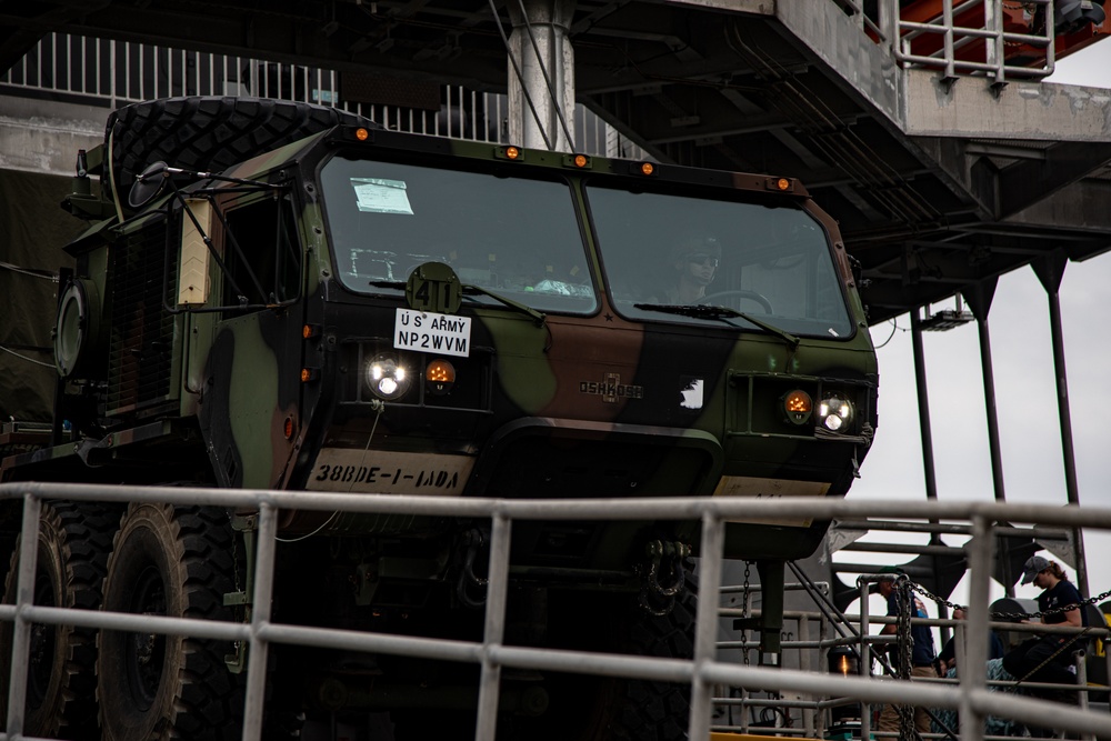 USNS Guam (T-HST-1) docks at MCAS Iwakuni in support of Exercise Orient Shield 22