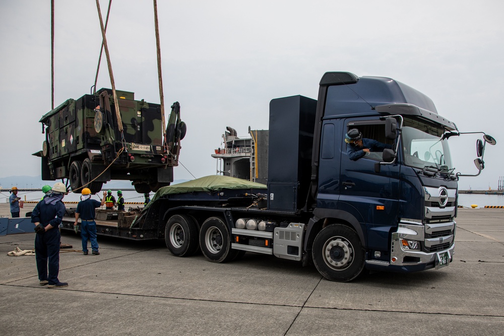 USNS Guam (T-HST-1) docks at MCAS Iwakuni in support of Exercise Orient Shield 22