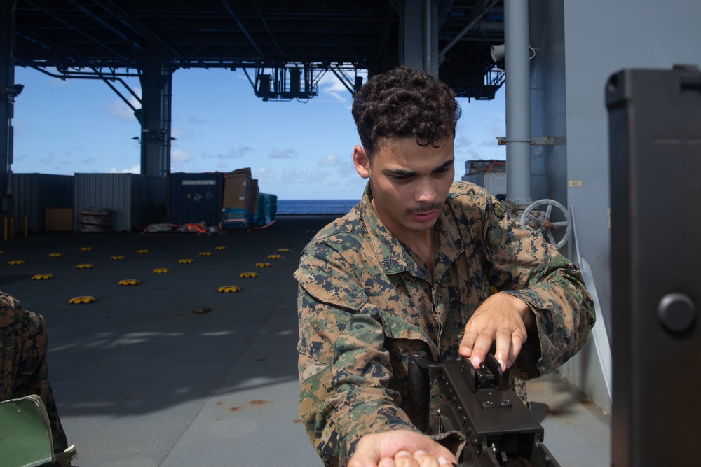 Weapons Training aboard the USS Miguel Keith (ESB-5)