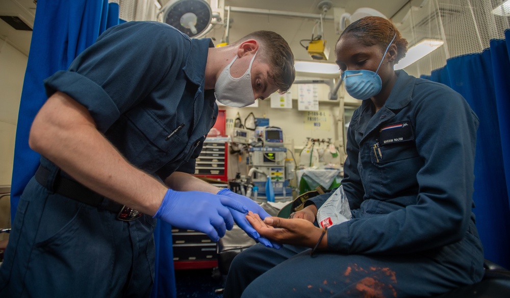 USS Ronald Reagan (CVN-76) Medical Sailors perform daily tasks