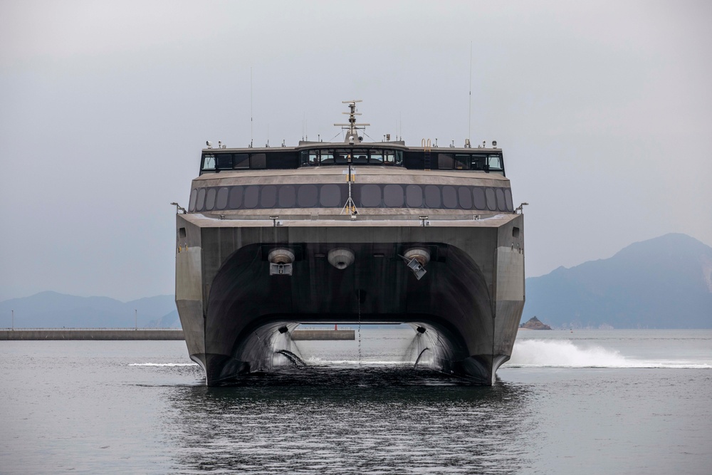 USNS Guam (T-HST-1) docks at MCAS Iwakuni in support of Exercise Orient Shield 22