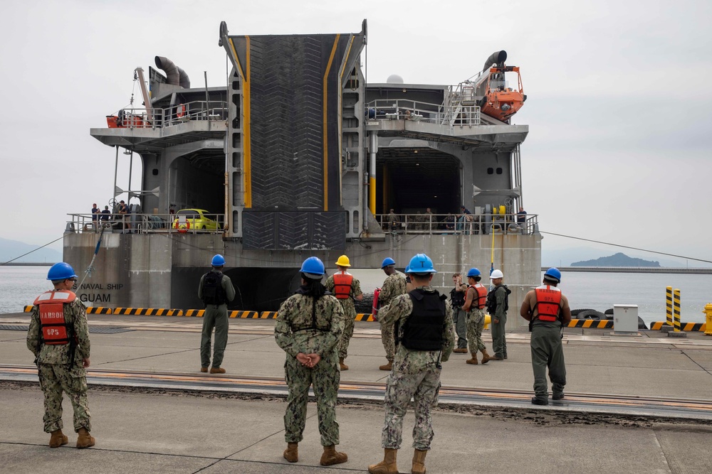 USNS Guam (T-HST-1) docks at MCAS Iwakuni in support of Exercise Orient Shield 22