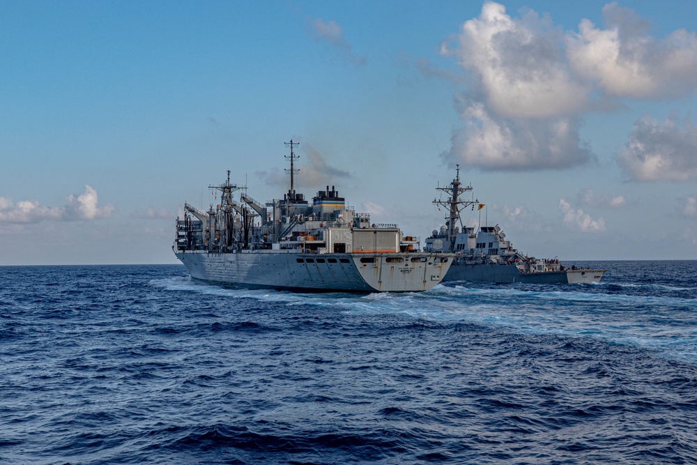 USS San Jacinto conducts replenishment at sea