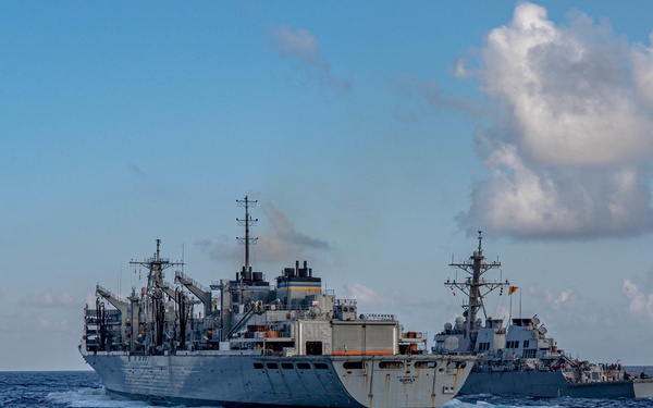 USS San Jacinto conducts replenishment at sea