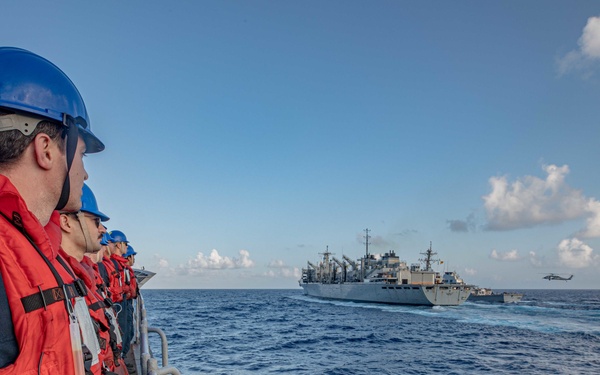 USS San Jacinto conducts replenishment at sea