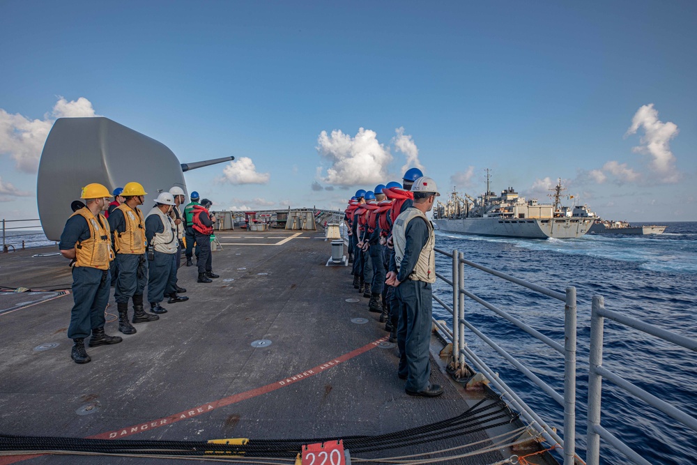 USS San Jacinto conducts replenishment at sea