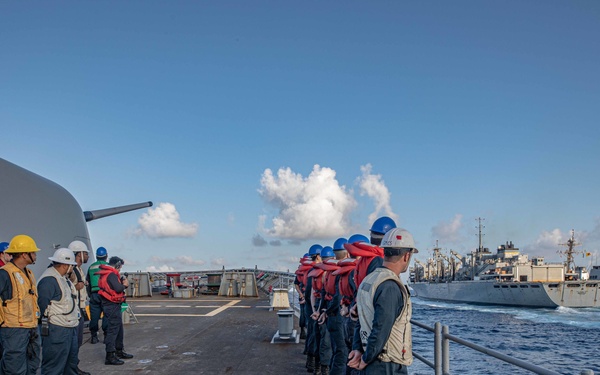 USS San Jacinto conducts replenishment at sea