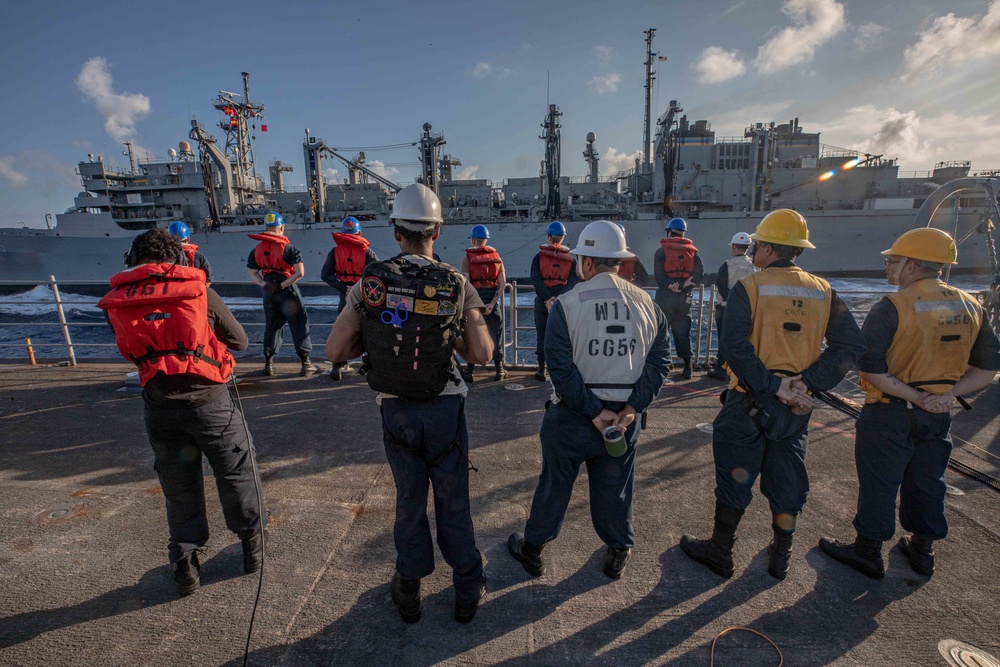 USS San Jacinto conducts replenishment at sea