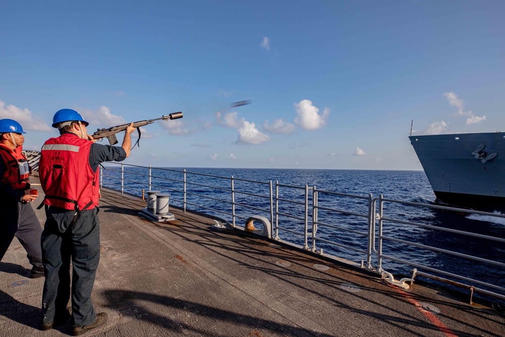 USS San Jacinto conducts replenishment at sea