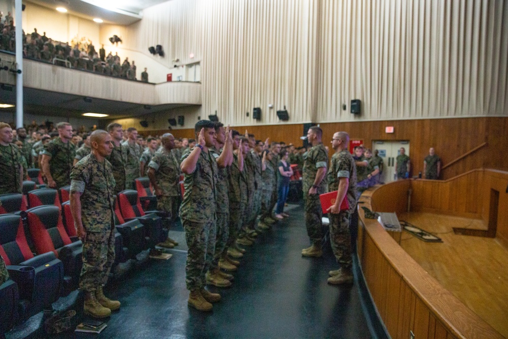 U.S. Marines re-enlist at Manpower &amp; Reserve Affairs MMEA Roadshow on Camp Lejeune